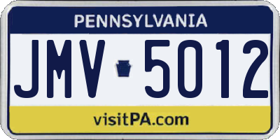 PA license plate JMV5012