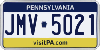 PA license plate JMV5021