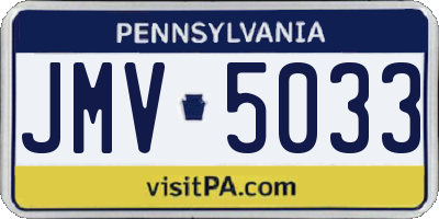PA license plate JMV5033