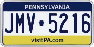 PA license plate JMV5216