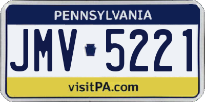 PA license plate JMV5221