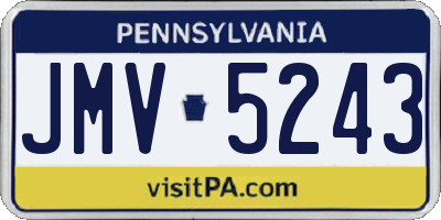 PA license plate JMV5243