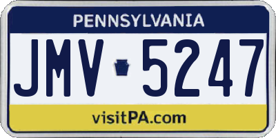 PA license plate JMV5247