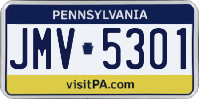 PA license plate JMV5301
