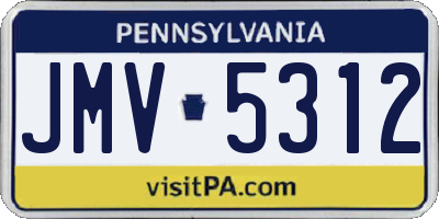 PA license plate JMV5312