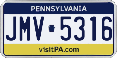 PA license plate JMV5316