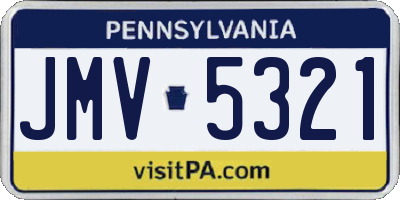 PA license plate JMV5321