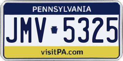 PA license plate JMV5325