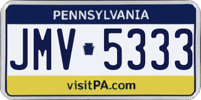PA license plate JMV5333