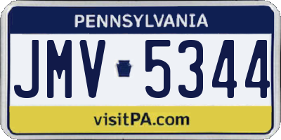 PA license plate JMV5344