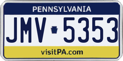 PA license plate JMV5353