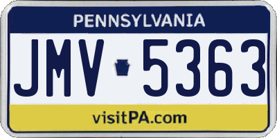 PA license plate JMV5363