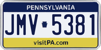 PA license plate JMV5381