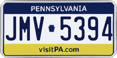 PA license plate JMV5394