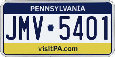 PA license plate JMV5401