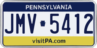 PA license plate JMV5412