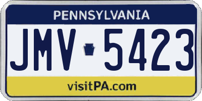 PA license plate JMV5423