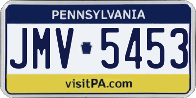 PA license plate JMV5453