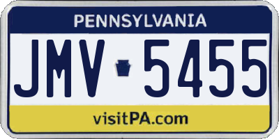PA license plate JMV5455