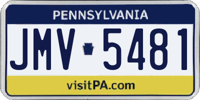 PA license plate JMV5481