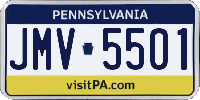 PA license plate JMV5501