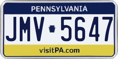 PA license plate JMV5647
