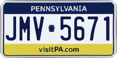 PA license plate JMV5671