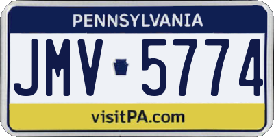 PA license plate JMV5774