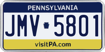 PA license plate JMV5801