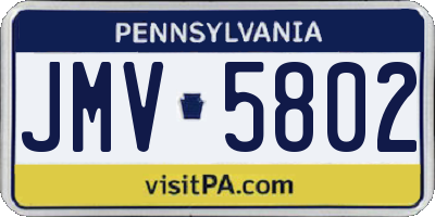 PA license plate JMV5802