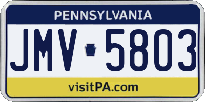 PA license plate JMV5803