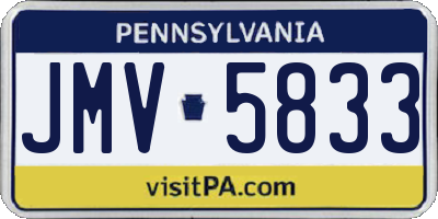 PA license plate JMV5833
