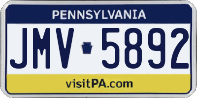 PA license plate JMV5892