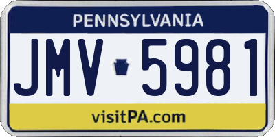 PA license plate JMV5981