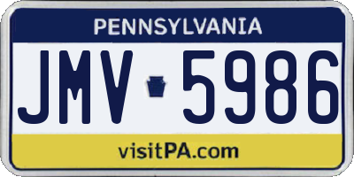PA license plate JMV5986