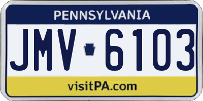 PA license plate JMV6103