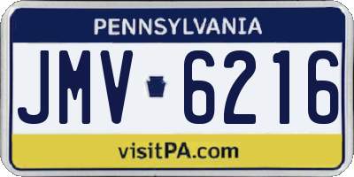 PA license plate JMV6216