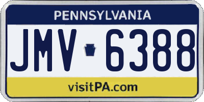 PA license plate JMV6388