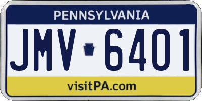 PA license plate JMV6401