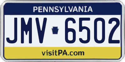 PA license plate JMV6502