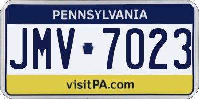PA license plate JMV7023