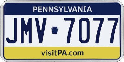 PA license plate JMV7077