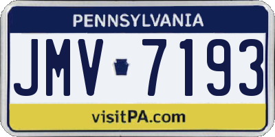 PA license plate JMV7193