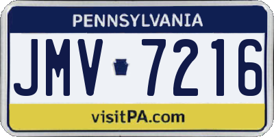 PA license plate JMV7216