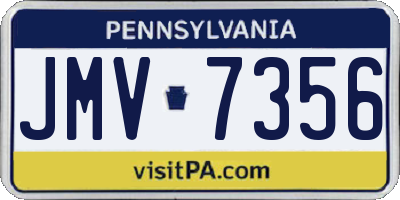 PA license plate JMV7356