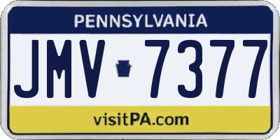 PA license plate JMV7377
