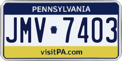 PA license plate JMV7403