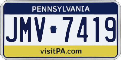 PA license plate JMV7419
