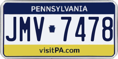 PA license plate JMV7478