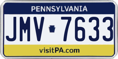 PA license plate JMV7633